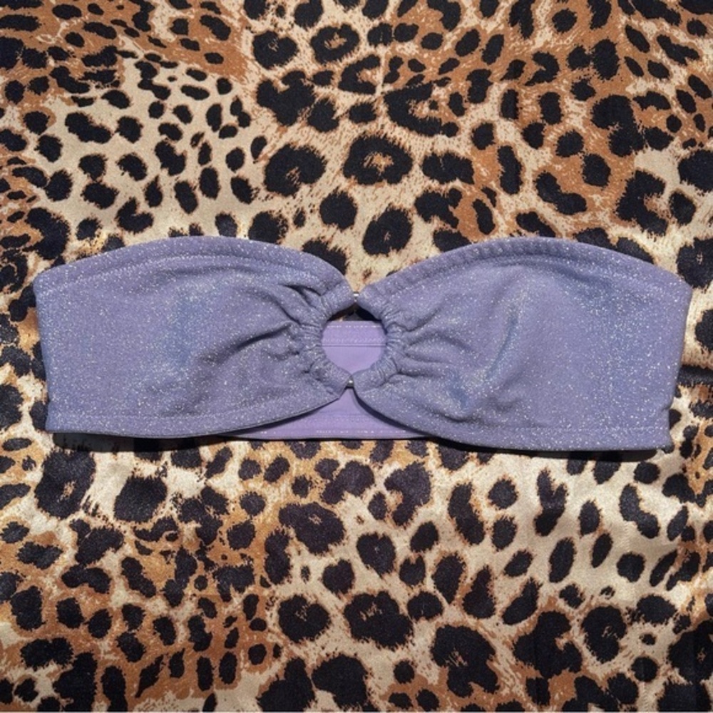 H&M Light Purple Glittery Strapless Bikini Top